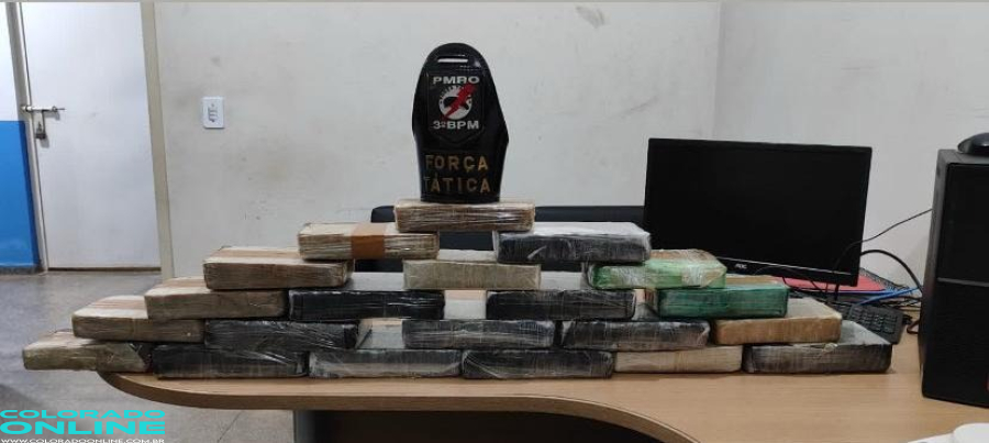 Em Colorado, homem é preso com mais de 21 kg de cocaína que transportava para Vilhena.